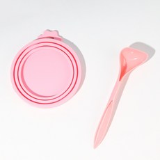 矽膠寵物罐頭蓋 貓狗濕糧罐頭封口蓋 防串味防灰塵, 1個, 蓋子+勺子-粉紅