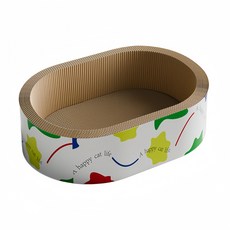 圓形立式瓦楞紙貓抓板 耐磨耐抓不掉屑 貓咪磨爪神器玩具, 1個, 加高18cm加深款-55cm-橢圓形超大號:手工測量存在1-3cm誤差