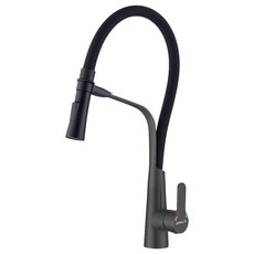 Morris摩立斯 無鉛認證 304不鏽鋼龍頭 廚房萬向管水槽龍頭 MF-2106, 1個, 啞黑（霧面）