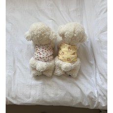 애견의류 레이스곰나시티 소형견 중형견 고양이옷, 1개, 옐로우