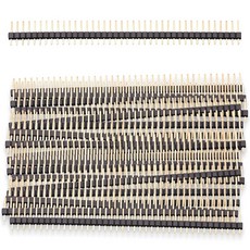 20Pcs 40핀 남성 헤더 핀 스트레이트 싱글 로우 골드 도금 피치 2.54mm 0.1인치 PCB 커넥터 기계 브레드보드 전자 회로 기판용 브레이크어웨이, 1x40Pin Male