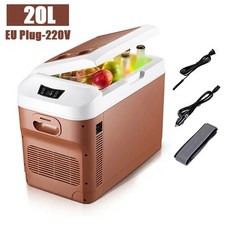 15L 20L 자동 냉장고 차량 겸용 여름 야외 캠핑 디지털 디스플레이 화면 차량용 미니, Brown 20LEU220V