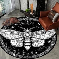 문어 패턴 원형 러그 일러스트 스타일 바다 생물 디자인 거실 침실용 미끄럼 방지 카펫