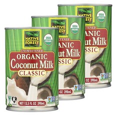 네이티브포레스트 코코넛 밀크 클래식 무가당 글루텐 프리 비건, 398ml, 3개