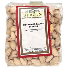 Bergin Fruit and Nut Company 껍질을 까지 않은 가염 피스타치오 340g(12oz) 1팩, 340g, 1개