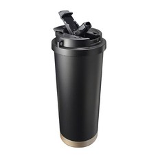 膳魔師陶瓷咖啡杯 隨行杯，48H長效保溫，陶瓷內膽不留異味，附吸管，台灣出貨, 墨黑色（贈吸管+編織提帶）,陶瓷塗層內膽, 1個, 530ml