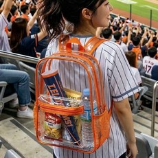 야구 직관 가방 투명 백팩 pvc 방수 야구가방, 1개, 주황