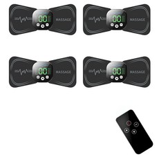 BuyChoo 날개형 부착식 무선 TENS EMS 저주파 마사지기 4개입 + 리모콘, 블랙, H828