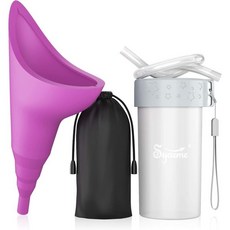 여성용 소변기 휴대용 재사용 가능 소변 깔때기 확장 튜브 포함 접이식 소형 보관 케이스 여행 축제 캠핑 교통 체증 등 방수 컵, 보라