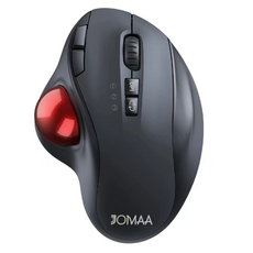 JOMAA 人體工學無線軌跡球滑鼠 舒適操控 精準定位 提升工作效率, 黑色紅球, CP001266