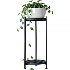 Hongsane 식물 스탠드 실내 실외 2단 76.2cm(30인치) 높이 금속 스탠드 대형 화분용 튼튼한 홀더 파티오용 외부 선반 거실 침실 발코니용 블랙 플라워 디, Hongsane 식물 스탠드 실내 실외, 2단 76.2