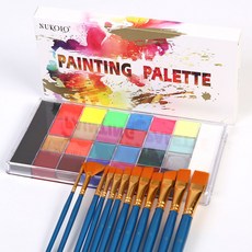 26色單色無毒萬聖節人體彩繪油彩，舞臺彩妝臉彩戲劇油彩，安全易上色，打造獨特萬聖節妝容, 26色油彩+12支蘭畫筆