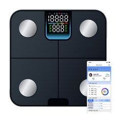 블루투스 스마트 체중계 체지방 인바디 LCD 가정용 직장인 디지털 체성분 측정기 체중계, 1개, 블랙, CF632BLE