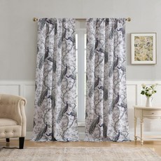 Laura Ashley Belvedere 로드 포켓이 있는 창문 커튼 길이 274.3cm(108인치) 패널 2개 세트 캔버스 조명 필터링 공작 328979