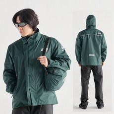 IRON 오토바이 우비 상하세트, 그린