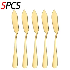 Stainless Steel Butter Knifes Gold Long Cheese Bread Jam Multifunctional Western Tableware Kitchen G, 06 Gold-5Pcs