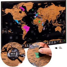 전역의 아틀라스 & 그린 스크래치 오프 월드 맵. 대형 28x16.5인치 여행 지도. 내가 가본 세계 포스터 액세서리와 선물 튜브가 있는 지도, 2 Classic Edition + Accessorie