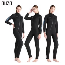 5mm 加厚保暖男款長袖長褲連體潛水衣 游泳衣 衝浪衣 潛水用品 防寒衣, 女款/黑色BCW5001-B,S
