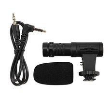 비디오 마이크 온 카메라 미니 콘덴서 녹음 인터뷰 Vlog 마이크 전화 DSLR 카메라와 호환용 3.5mm 마이크, 1개, 검은색