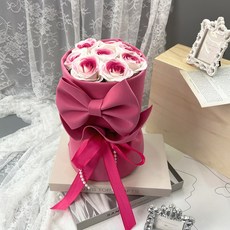 오로라 조화 비누꽃다발 인테리어 꽃바구니, 핑크, 1개