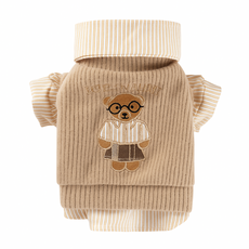 學院風小熊寵物服飾, 棕色男款(背心+襯衫), 1個