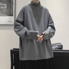 秋冬長袖t卹男韓版潮流半高領加厚內搭德絨打底衫ins潮牌男士上衣