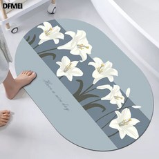 DFMEI 浴室地墊衛生間吸水速幹腳墊家用廁所門口小清新免洗耐髒地毯防滑, 1個, 時尚典雅-【橢圓】