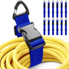 Wowangce 12팩 43.2cm(17인치) 조절 가능한 연장 코드 홀더 오거나이저 차고 정리 및 보관을 위한 삼각형 클립 포함 튼튼한 연장 코드 행거 남성용 작업장용(블, 12, 블루