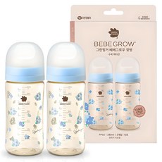 Yuhan Kimberly PPSU奶瓶 2入組, 繡球花款(藍色), 280ml, 1組