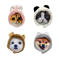 댕냥이 털모자 소형견 소형견 강아지 고양이 귀마개 귀도리 사이즈조절 귀여운 캐릭터, 곰돌이, 1개