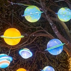 星球燈 閃燈 彩燈 串燈 滿天星 戶外 防水 掛樹燈 聖誕裝飾燈 佈置 氛圍燈, 1個, 土星球,25cm