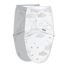 Ingenuity SwaddleMe 오리지널 포대기 100% 면 수면 개선 및 놀라운 반사 진정 0-3개월 1.0 TOG 2팩 아기 포대기 담요 - 피카부 나무늘보, Space & Clouds 2-pack