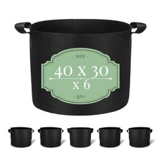 초록살림 부직포 화분 숨쉬는 베란다 텃밭 블루베리 대형 중형 소형, 6개, 블랙