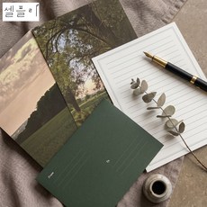 셀플리 예쁜 감성 편지지 세트 포토 특별한 손편지, 1팩, 그린