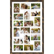 DUENPY 31.9x33.1cm12.2x13.1인치 폴라로이드 콜라주 프레임 폴라로이드 5.1x7.6cm2x3인치 미니 즉석 프린트 사진 12개의 구멍이 있는 미니 액자, 18x30（4x6 opening）, 브라운