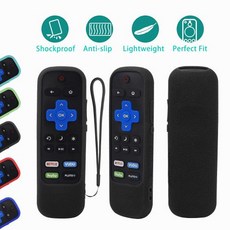 TCL Roku TV 스팀 스틱 보호 케이스 3600R 3800 3900 원격 실리콘 커버 충격 방지 컨트롤러 피부 미끄럼 방지, 2) Black