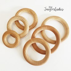 [정글스튜디오] 너도밤나무 우드링 유모차 모빌 딸랑이 만들기 마크라메 재료 DIY KCL인증, 40mm(3개)