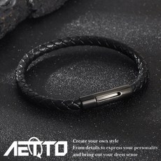 AETTO 皮繩鈦鋼手鍊