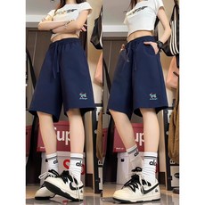 韓版臘腸小狗刺繡泡泡紗短褲女 五分褲 夏季休閒沙灘褲