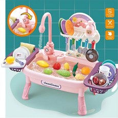 兒童電動洗碗機過家家廚房玩具電動出水池女孩仿真廚房做飯, 電動洗碗盆/紅色（大） 彩盒, 1個