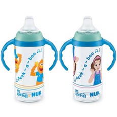 NUK First Choice 미니 마우스 대형 러너 컵 2.0 283.5g(10온스) 손잡이가 달린 빨대컵 흘림 방지 누출 방지 부드러운 빨대 컵 2팩 226963, 2 Pack, Ms. Rachel