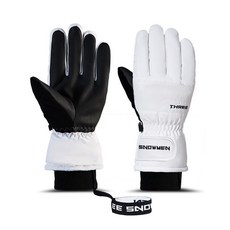 트레벨로 THREE 스노우맨 방한 방수 스키 스노우보드 손가락 장갑, 손가락 화이트, 1개