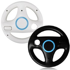 Nintendo Neutral Game Racing 스티어링 Wii 대한 핸들 패드 스트레이트 리모컨 2Pcs 콘솔에 게임 Kart in, black and white