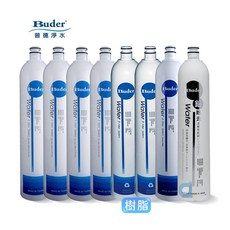 普德BUDER 濾芯組合：1101五微米PP濾芯 x 4 1207樹脂濾芯 x 2 1201活性碳濾芯 x 1 1401中空絲膜濾芯 x 1 DC1604R, 1個