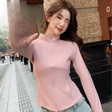 FONOW 날씬해 보이는 자외선 차단 운동 요가복 긴팔 집업 자켓