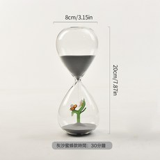 創意30分鐘聖誕樹沙漏計時器蜜蜂造型家居擺件玻璃工藝品, s2085 立體蜜蜂沙漏-灰沙:s2085 立體蜜蜂沙漏-灰沙