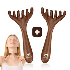 오로니 바디 두피 괄사 빗 백단향 샌달우드 사슴뿔 마사지기 1+1, 나무, 1세트