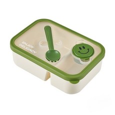 輕食沙拉盒 便當盒 附餐具 可微波爐 便攜外齣 學生餐盒, 1個, 綠色-單層[贈送勺子叉子+蘸料盒]