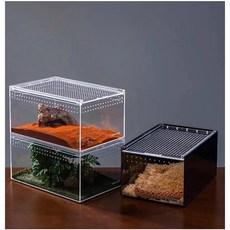 台灣製 壓克力爬蟲寵物飼養箱 寄居蟹守宮蜘蛛角蛙適用 滑蓋磁吸透明生態缸, 1個, 長25ｘ寬20ｘ高13cm 厚3mm