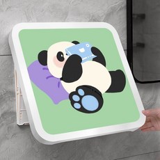 浴室壁掛折疊收納櫃 防水免打孔衛生間置物架, 1個, 升級加厚【普通款】多巴胺熊貓E#送粘膠,39*39cm-黑框